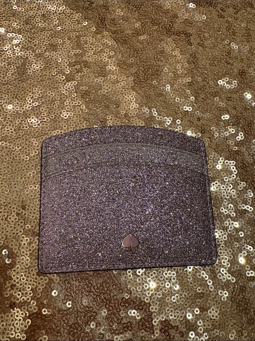 Kate Spade card holder glittery w/spade enamel logo and pockets